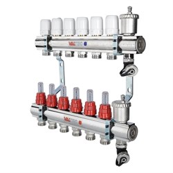 Аксессуар для водяного пола VALTEC 1 х6 вых. Евроконус 3/4  с расходомерами в сборе M197519 - фото 2688983