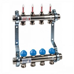 Коллектор Watts HKV 2013A-VA 1 х3/4 , 4вых., c клапанами, с расходомерами, сталь нерж., (компл) 10070002 - фото 4496774