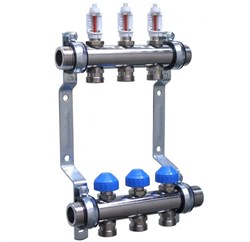 Коллектор Watts HKV 2013A-VA 1 х3/4 , 3вых., c клапанами, с расходомерами, сталь нерж., (компл) 10070001 - фото 4496824