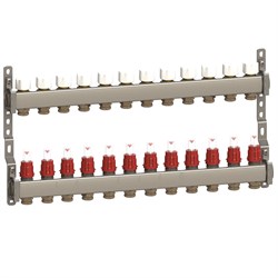 Коллектор General Fittings CX 1 х3/4 , 12вых., c клапанами, с расходомерами, сталь нерж. RBR91612401200 - фото 4497055