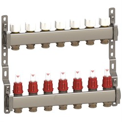 Коллектор General Fittings CX 1 х3/4 , 7вых., c клапанами, с расходомерами, сталь нерж. RBR91612400700 - фото 4497325