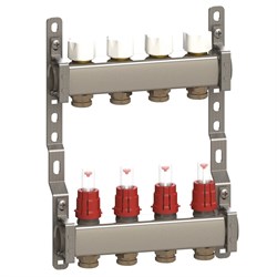 Коллектор General Fittings CX 1 х3/4 , 4вых., c клапанами, с расходомерами, сталь нерж., (компл) RBR91612400400 - фото 4497384