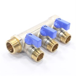 Коллектор General Fittings 6200 3/4 х1/2 , 3вых., c шаровыми кранами, латунь никелир. 620056N0504B3A - фото 4497492