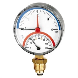 Термоманометр радиальный F+R828, 80 мм, 0-4 бар, 120°C 10009473 - фото 4555479