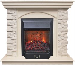Комплект электрокаминов с искусственным камнем Real-Flame Elford STD/EUG WT с очагами Fobos/Majestic M52179 - фото 4743086