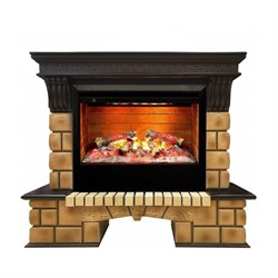 Комплект электрокаминов с искусственным камнем Real-Flame Stone Brick 26 с очагом 3D Helios 26 M52761 - фото 4743252