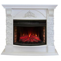 Красивый белый электрокамин с обогревом Real-Flame Athena 25/25,5 WT с очагом Firefield 25 S IR M67501 - фото 4743356