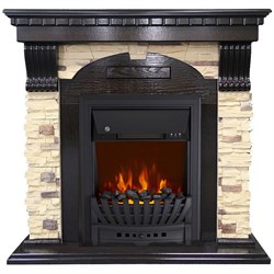 Комплект электрокаминов с искусственным камнем Royal Flame Dublin арочный сланец венге с очагом Aspen Black M129642 - фото 4744516