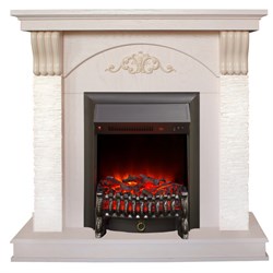 Пристенный электрокамин Real-Flame Corfino STD/EUG/18 NT WT- F612 с очагами Fobos s Lux BL/BR и Majestic s Lux BL/BR M133010 - фото 4744847