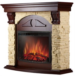 Пристенный электрокамин Electrolux EFP/P-2620RLS с порталом Firelight Torre 26/30S камень слоновая кость, шпон темный дуб M231560 - фото 4745953