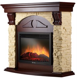 Пристенный электрокамин Electrolux EFP/P-3020LS с порталом Firelight Torre 26/30S камень слоновая кость, шпон темный дуб M231561 - фото 4746412