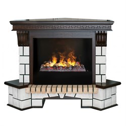 Угловой электрокамин Real-Flame Stone Corner 26/HL AO (DN) с очагом 3D Cassette 630 (Black вставка) M68461 - фото 4748346