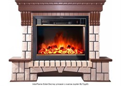 Каменный камин (портал+очаг) InterFlame Exter/Экстер угловой с очагом Jupiter FX M Brass/Black M110051 - фото 4748489