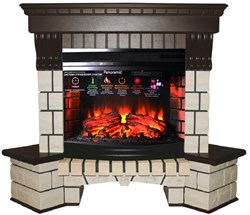 Угловой электрокамин InterFlame Экстер угловой (тёмный дуб) с очагом Panoramic 25 LED FX M232122 - фото 4748656