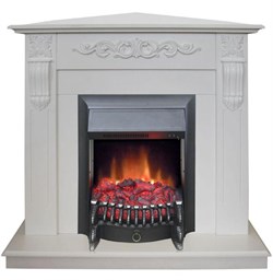 Угловой электрокамин с эффектом живого огня Real-Flame Dominica Corner STD/EUG WT с очагом Fobos s Lux BL/BR, Majestic s Lux BL/BR M66261 - фото 4748857