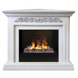 Угловой электрокамин (очаг+портал) 3D с паром и звуком Real-Flame Leticia Corner 26 WT с очагом Black вставка + 3D Cassette 630 M68819 - фото 4749025