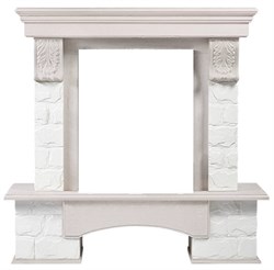 Угловой классический портал Firelight Forte Classic U (угловой) камень белый, шпон белёный дуб M231359 - фото 4761267