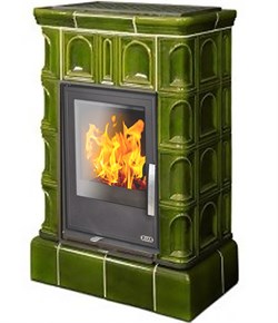 Дровяная печь ABX BRITANIA KI (6,9кВт в воду) кафельный цоколь, зеленая M214253 - фото 4765817