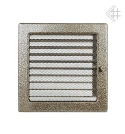 Вентиляционная решетка для камина Kratki 22х22 черная/латунь пористая с жалюзи 22CZX M111316 - фото 4771403