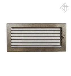 Вентиляционная решетка для камина Kratki 17х37 черная/латунь пористая с жалюзи 37CZX M111250 - фото 4771460