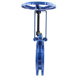 Задвижка шиберная ножевая Benarmo Ду80 Ру16 двусторонняя, межфланцевая, клин - однодисковый, шпиндель - невыдвижной, корпус - чугун, уплотнение - NBR, со штурвалом D040-02552 - фото 5367981