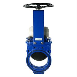 Задвижка шиберная ножевая Китай Ду50 Ру10 межфланцевая, клин - однодисковый, корпус - чугун, уплотнение - NBR, со штурвалом D040-06774 - фото 5368984