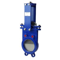 Задвижка шиберная ножевая Benarmo Ду125 Ру16/10 двусторонняя, межфланцевая, клин - однодисковый, шпиндель - выдвижной, корпус - чугун, уплотнение - NBR, под электропривод D040-07175 - фото 5369570