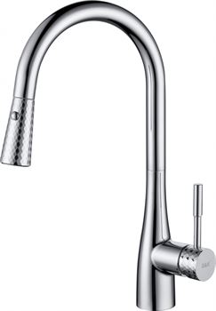 Смеситель для кухни D&K DA1462501C с выдвижной лейкой, хром T0045019 - фото 5408079