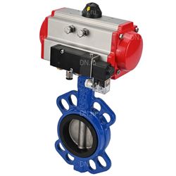 Затвор дисковый поворотный DN WBV1413E-2W-Fb Ду40 Ру16, корпус - чугун GGG50, диск - чугун GGG40, уплотнение - EPDM, с пневмоприводом DN DA-052 и пневмораспределителем 4M310-08 24В D050-16919 - фото 5412967