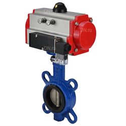 Затвор дисковый поворотный DN WBV1432N-2W-Fb Ду80 Ру16, корпус - чугун GGG50, диск - нержавеющая сталь 316L, уплотнение - NBR, с пневмоприводом PA-SA-105 с возвратными пружинами, с пневмораспределителем 4M310-08 220В D050-35720 - фото 5415146