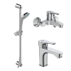 Комплект из смесителей Ideal Standard Set ALPHA (BC486AA д/раковины + BC654AA д/ванны + B1489AA душ.гарнитур), BD004AA T0041418 - фото 5428234