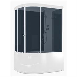 Душевая кабина DOMANI-SPA Delight 128 Slim R high, высокий поддон, черная стеклянная задняя панель, тонированное стекло, DS01DS128RHBT10 T0046583 - фото 5445543