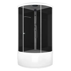 Душевая кабина DOMANI-SPA Simple 99 high V1.2 900*900*2180, с крышей, высокий поддон, черная стеклянная задняя панель, прозрачное стекло, б/э, DS01Sm99HBCl00-V1.2 T0046615 - фото 5445559