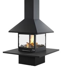 Готовый дровяной каминокомплект TRAFORART VULCANO CENTRAL со стеклом полка керамика белая M206827 - фото 5562221