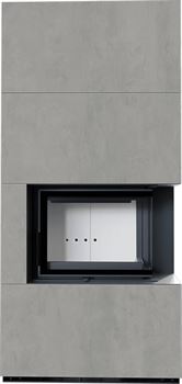 Готовый дровяной каминокомплект Kratki FLOKI PRO CEMENTO GRIGIO BOCCIARDATA, угловое стекло справа M243081 - фото 5562349