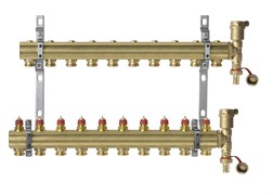 Коллектор Danfoss FHF 10 1 х3/4 , 10вых., c клапанами, латунь, (компл), в сборе 088U0710~