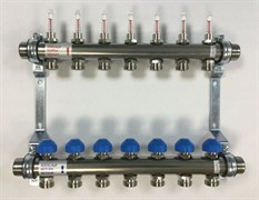 Коллектор Watts HKV 2013A-VA 1 х3/4 , 7вых., c клапанами, с расходомерами, сталь нерж., (компл) 10070005