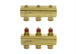 Коллектор Danfoss FHF 3 1 х3/4 , 3вых., c клапанами, латунь, (компл) 088U0503