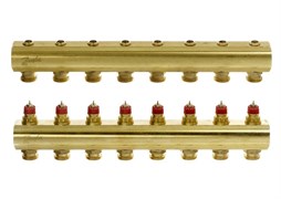 Коллектор Danfoss FHF 8 1 х3/4 , 8вых., c клапанами, латунь, (компл) 088U0508
