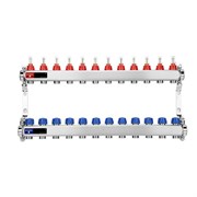 Коллектор Varmega VM151 1 х3/4 , 12вых., c вентилями, с расходомерами, сталь нерж., синий VM15112
