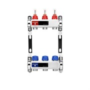 Коллектор Varmega VM151 1 х3/4 , 3вых., c вентилями, с расходомерами, сталь нерж., синий VM15103