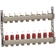 Коллектор General Fittings CX 1 х3/4 , 9вых., c клапанами, с расходомерами, сталь нерж. RBR91612400900
