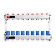 Коллектор Varmega VM155 1 х3/4 , 9вых., c вентилями, сталь нерж., синий VM15509