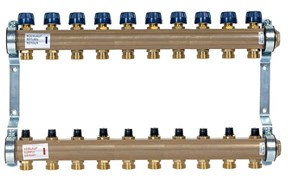 Коллектор Watts HKV 1 х3/4 , 10вых., c клапанами, латунь, (компл) 10004188