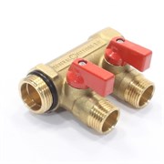 Коллектор General Fittings 6200 3/4 х1/2 , 2вых., c шаровыми кранами, латунь никелир. 6200R6H0504R2A~