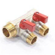 Коллектор General Fittings 6200 3/4 х1/2 , 2вых., c шаровыми кранами, латунь никелир. 620056N0504R2A