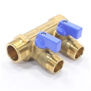 Коллектор General Fittings 6200 3/4 х1/2 , 2вых., c шаровыми кранами, латунь 620056H0504B2A