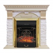 Комплект электрокаминов с искусственным камнем Royal Flame Dublin арочный сланец крем с очагом Majestic (Слоновая кость) M51341