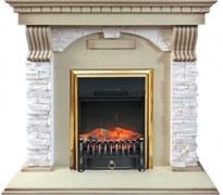 Комплект электрокаминов с искусственным камнем Royal Flame Dublin арочный сланец крем с очагом Fobos (Слоновая кость) M51340