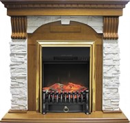 Комплект электрокаминов с искусственным камнем Royal Flame Dublin арочный сланец белый с очагом Fobos (Дуб) M51344